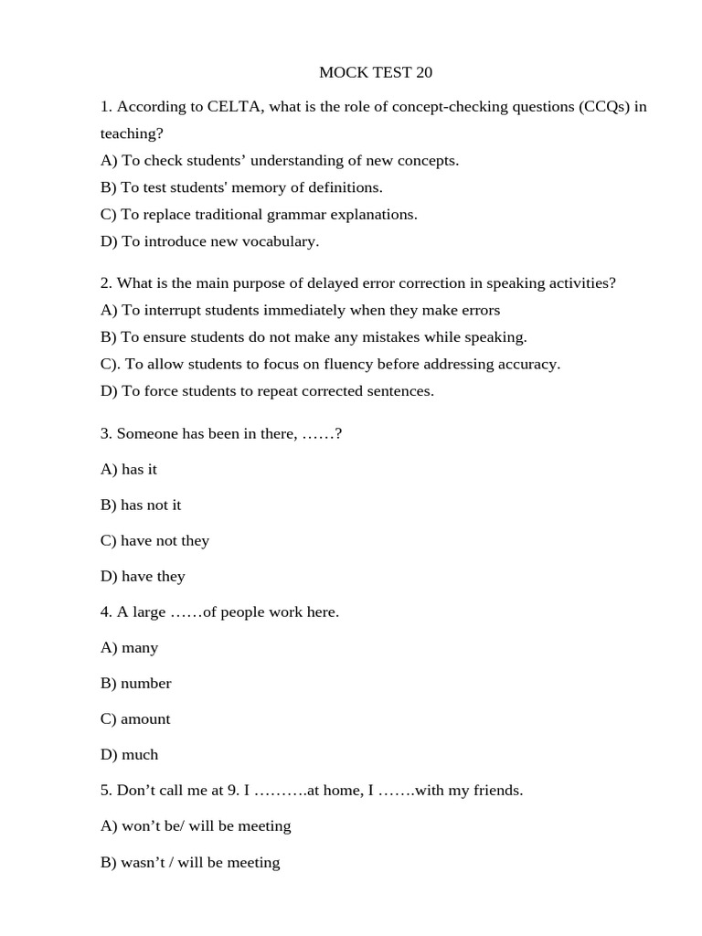 Mock Test 20 | PDF | Linguistics | Languages