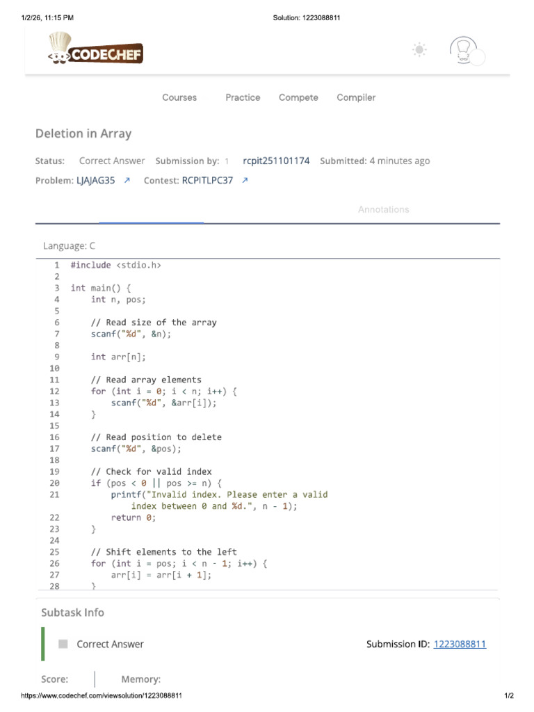 Deletion in Array | PDF