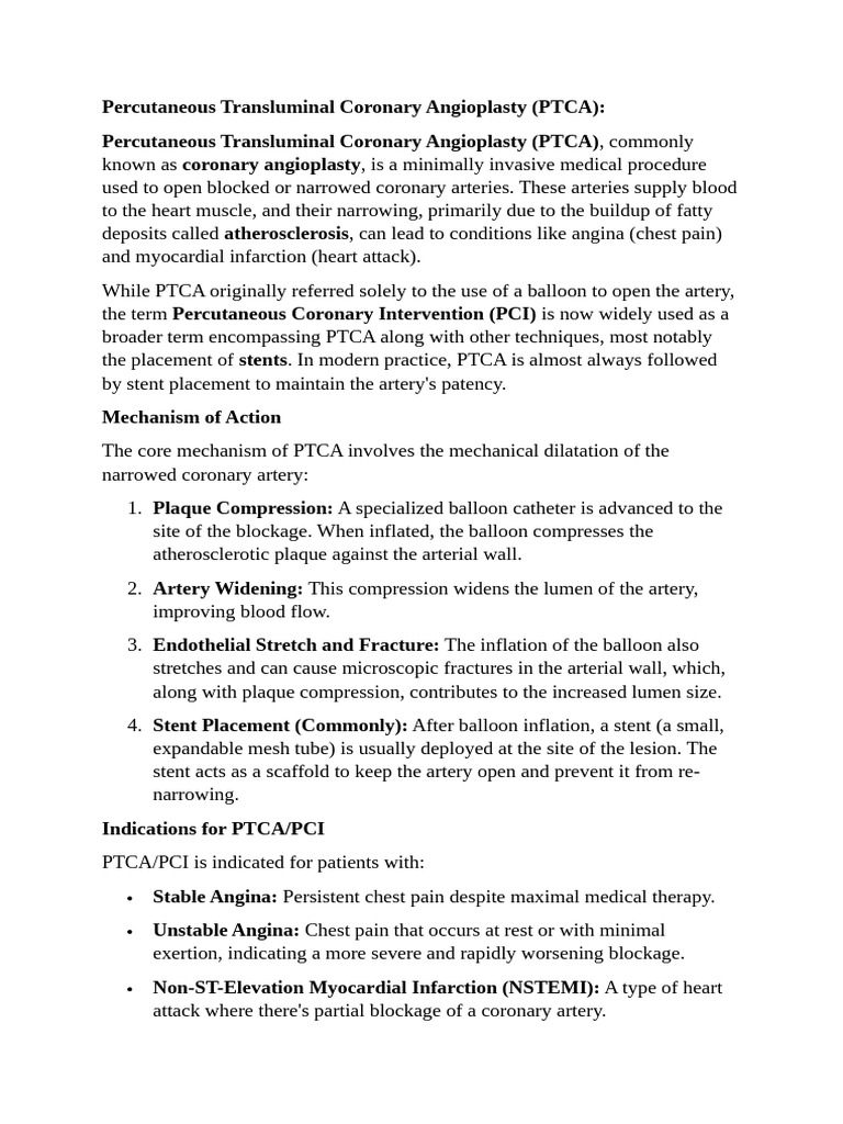 PTCA | PDF | Percutaneous Coronary Intervention | Myocardial Infarction