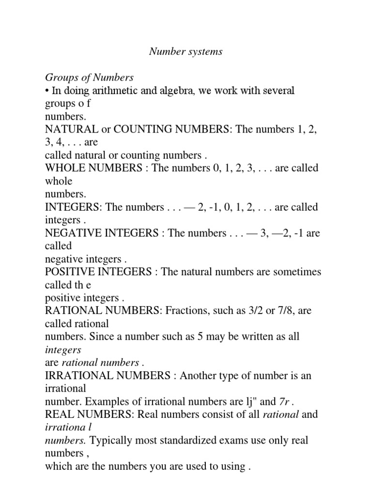 Understanding Number Systems and Types | PDF | Integer | Rational Number