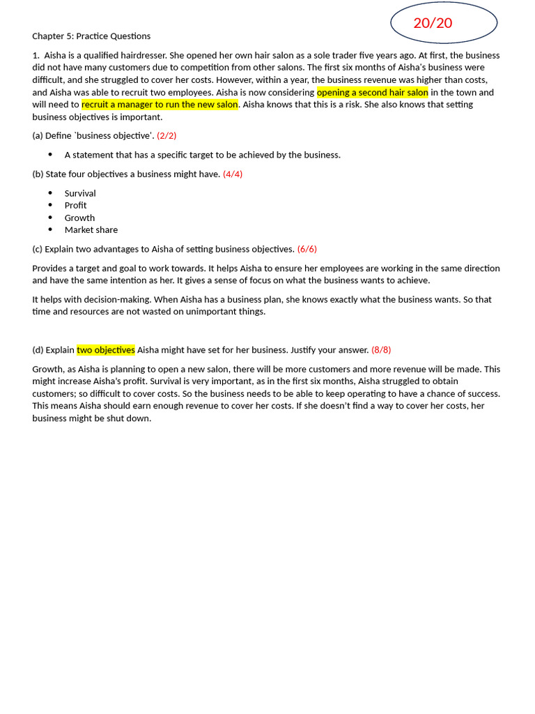 Chapter 5 - Practice Questions | PDF | Profit (Economics) | Employment