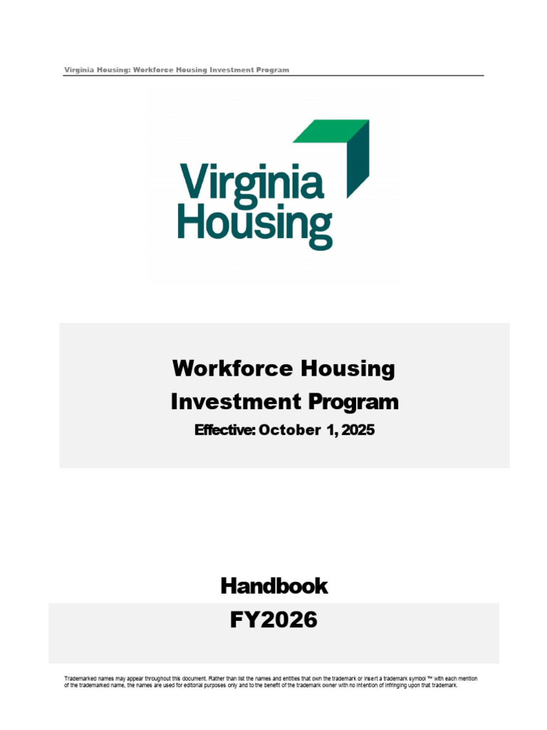 Workforce Housing Investment Program Handbook FY26 | PDF | Employment ...