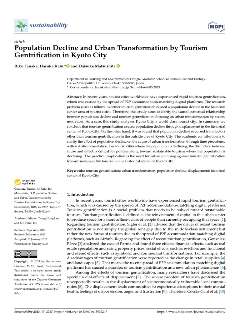 Population Decline and Urban Transformation by Tourism Gentrification ...