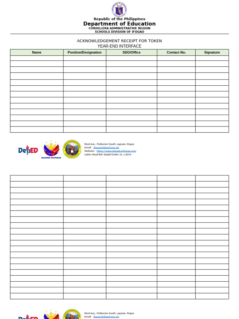 Acknowledge Receipt For Token | PDF