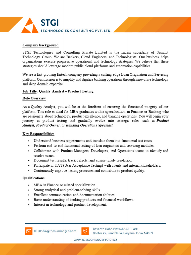 Job Description_STGI_Quality Analyst - Functional Product Testing (2 ...