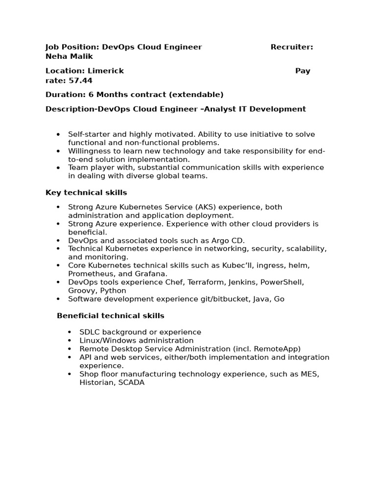 DevOps Cloud Engineer 20475-1 | PDF