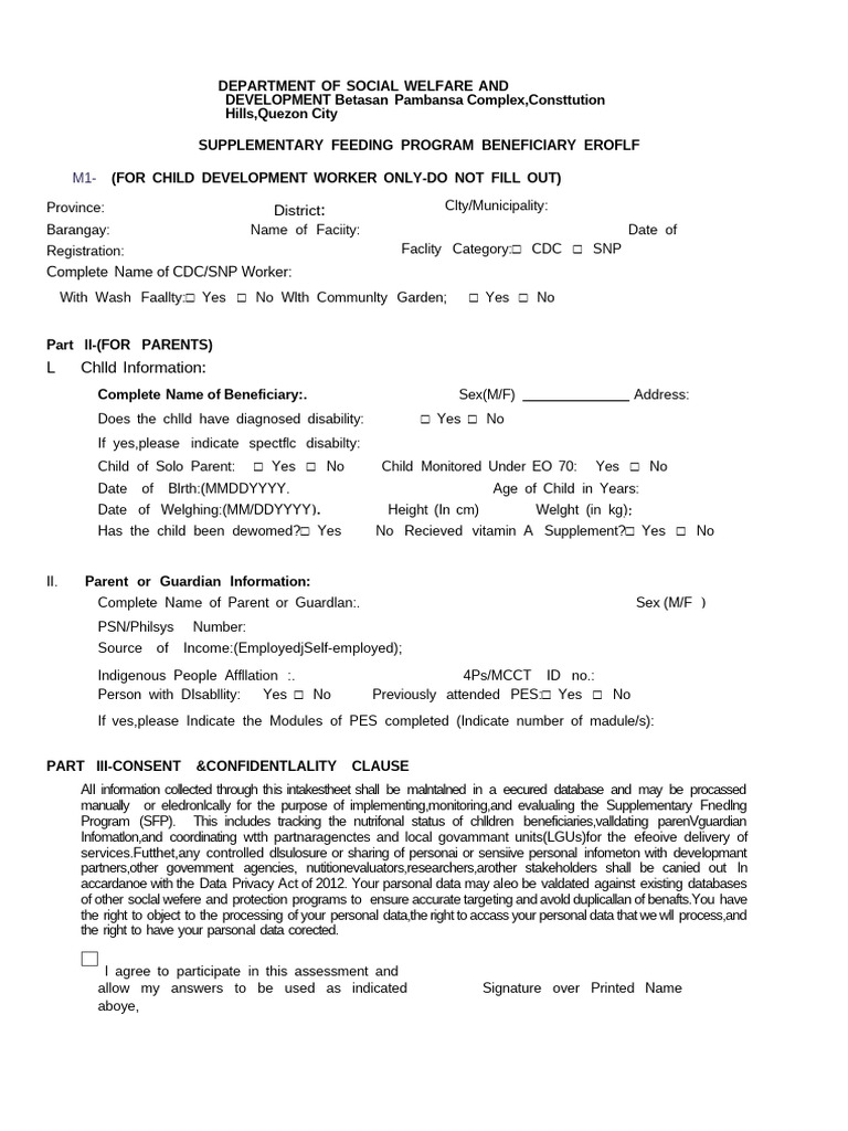 SFP Beneficiary Profile Form | PDF