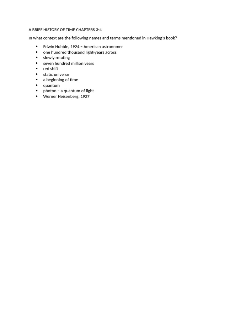 A Brief History of Time Chapters 3 and 4 | PDF