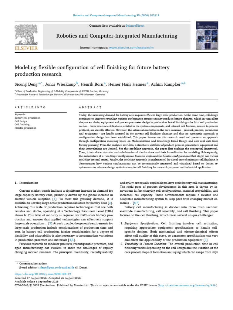 2026 - Deng - Modeling Flexible Configuration For Cell Finishing | PDF ...