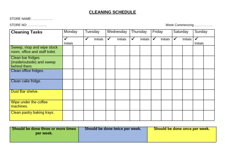 Cleaning Schedule | PDF