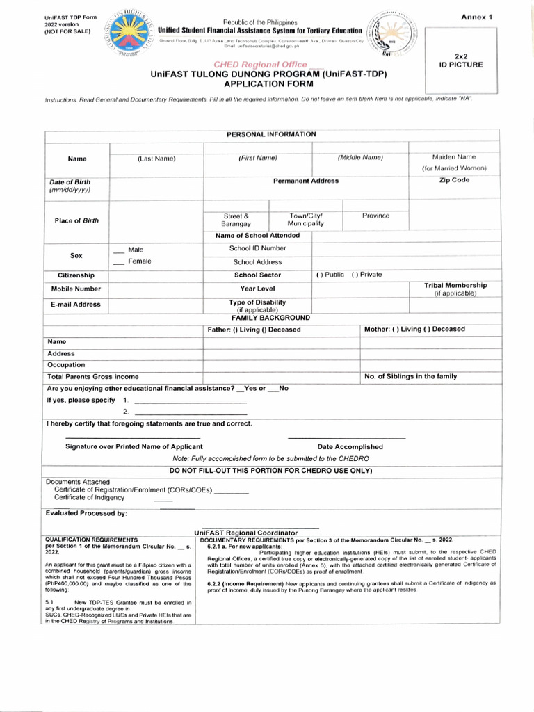 TDP Form | PDF