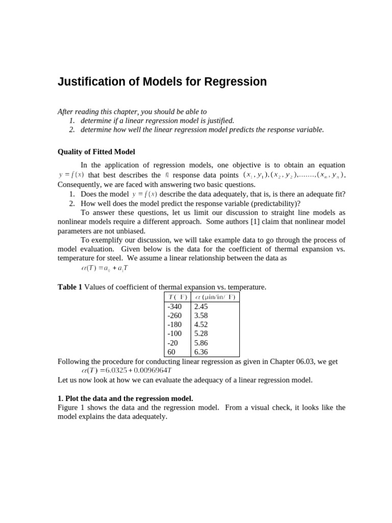 Justification of The Model. | PDF | Errors And Residuals | Coefficient ...