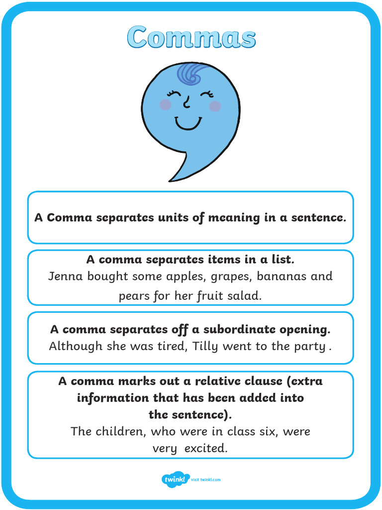 Commas: A Comma Separates Units of Meaning in A Sentence. A Comma ...