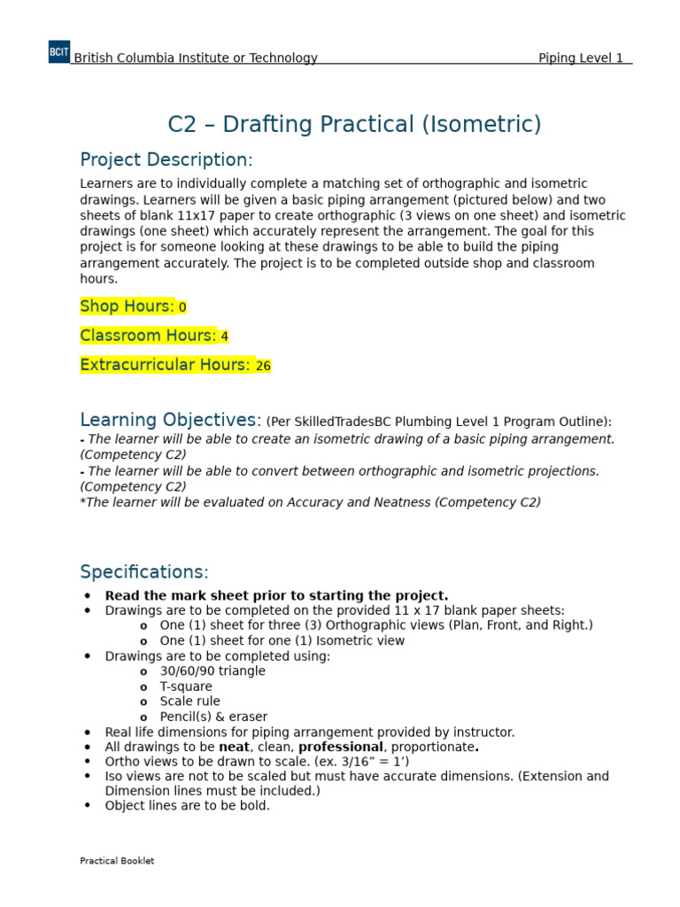 Practical Booklet - C2 Drafting Practical (Isometric) Marking Template ...