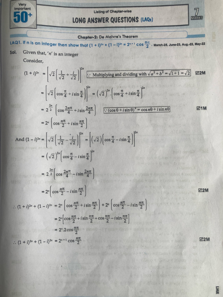 MATH 2A LAQ's (LMR) | PDF