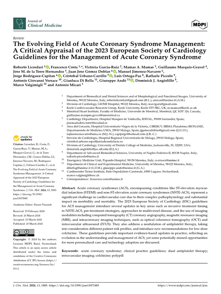 2024-The Evolving Field of Acute Coronary Syndrome Management | PDF ...