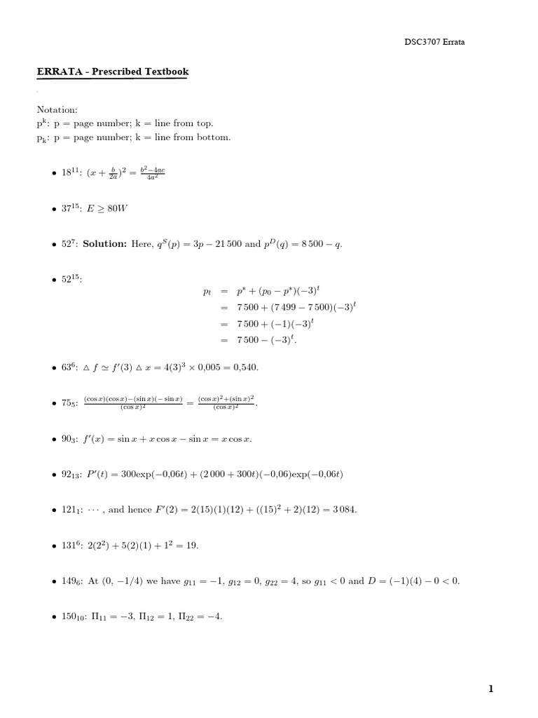 DSC3707 4 ERRATA Prescribed Textbook | PDF