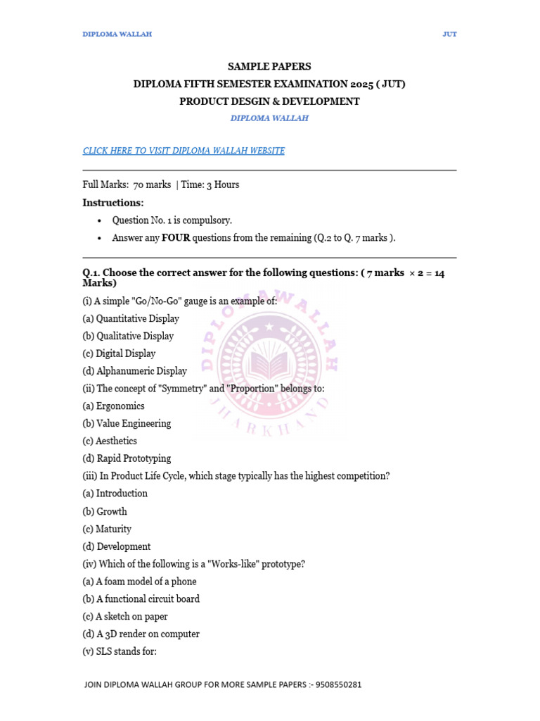 Pdd Sample Paper 3 by Diplomawallah Dw | PDF