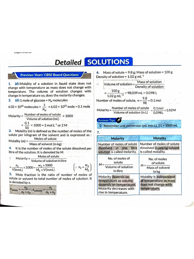 Solution PYQs Solutions | PDF