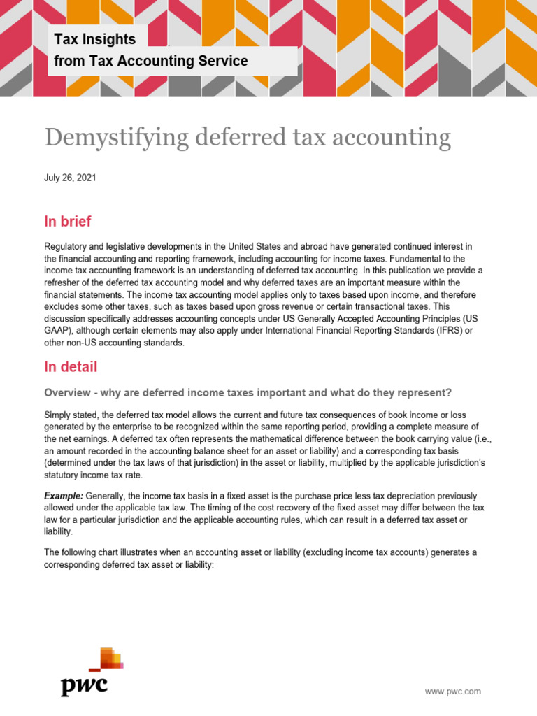 PWC Demystifying Deferred Tax Accounting | PDF | Deferred Tax | Book Value