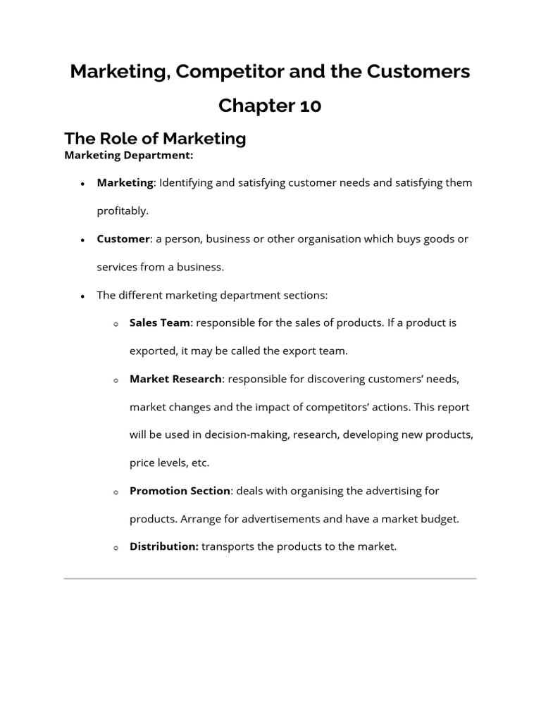 IGCSE Business Unit 3 Marketing Chapter 10-11-12!13!14 | PDF ...