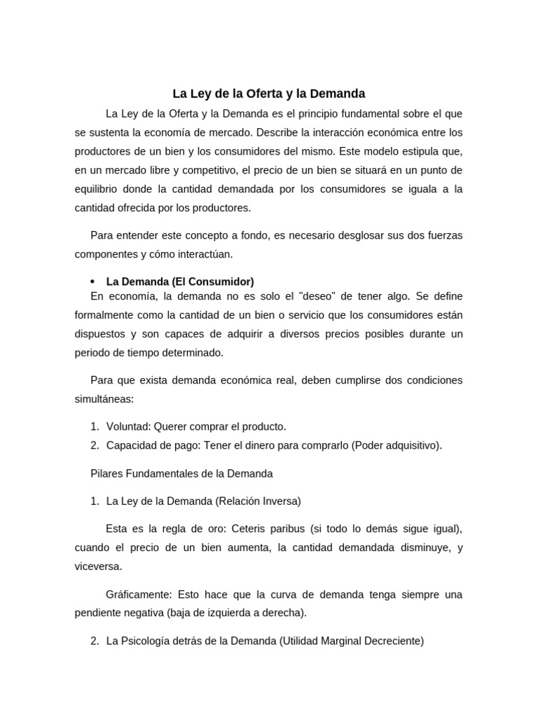 La Ley de La Oferta y La Demanda | PDF | Oferta y demanda | Oferta ...