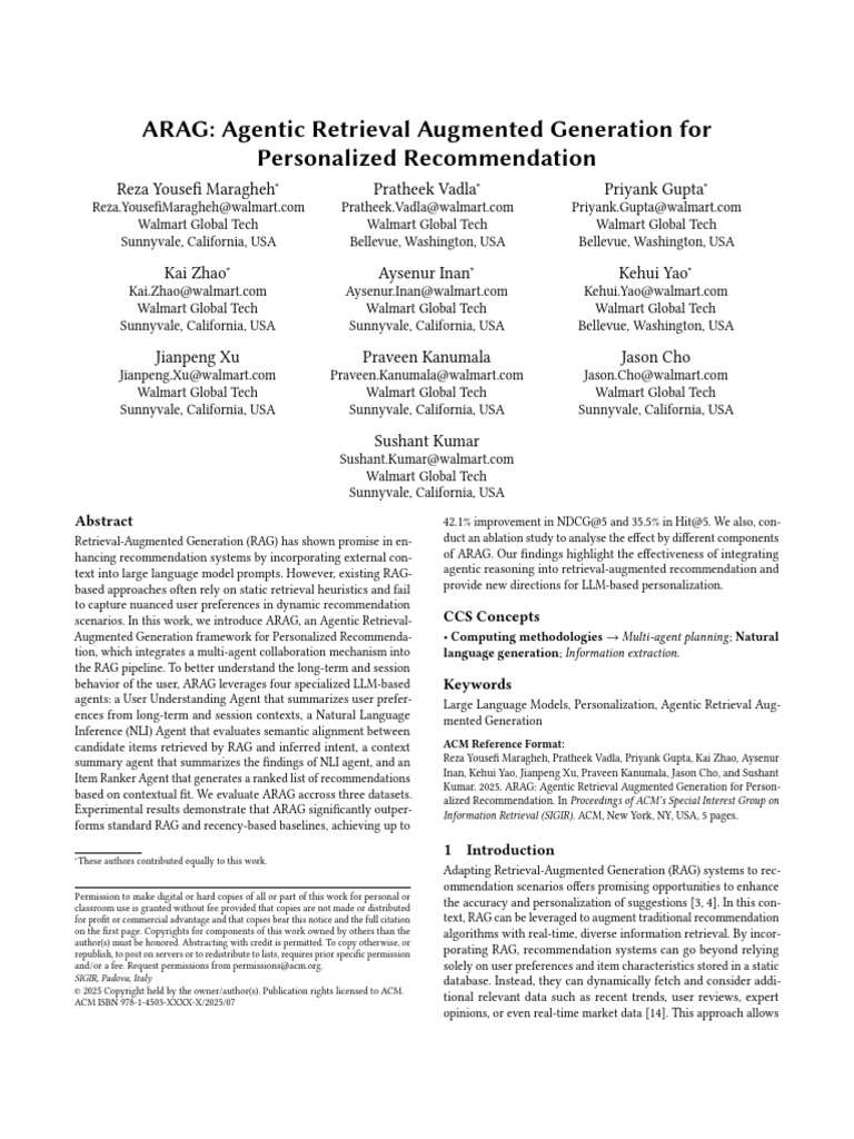 ARAG Agentic Retrieval Augmented Generation For | PDF | Information ...