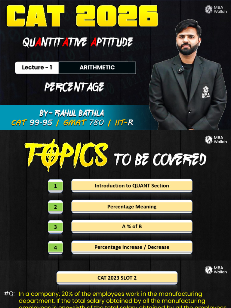 Arithmetic 01 Class Notes | PDF | Percentage | Graduate Management ...