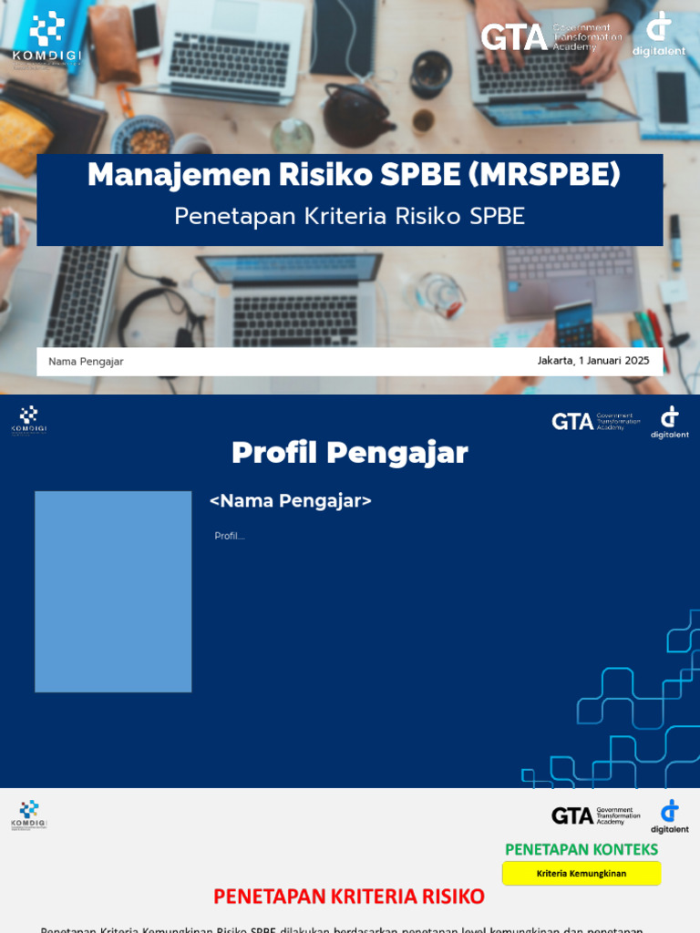 Materi 9 - Penetapan Kriteria Risiko SPBE | PDF