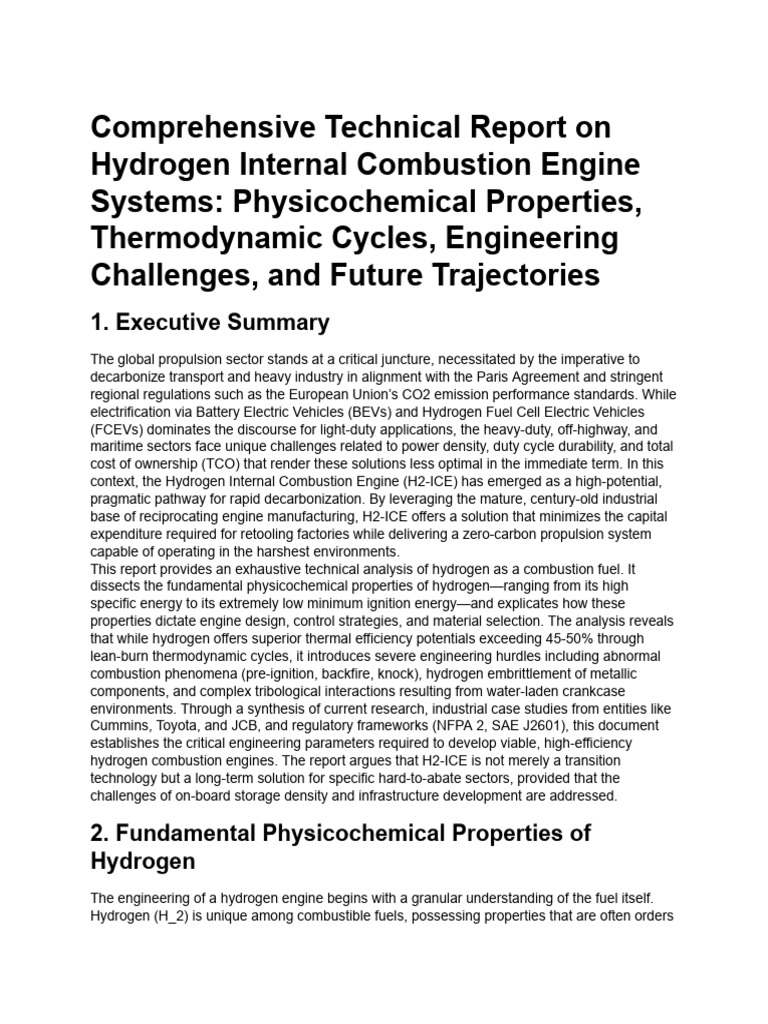 Hydrogen Fuel For Engines Explained | PDF | Combustion | Diesel Engine