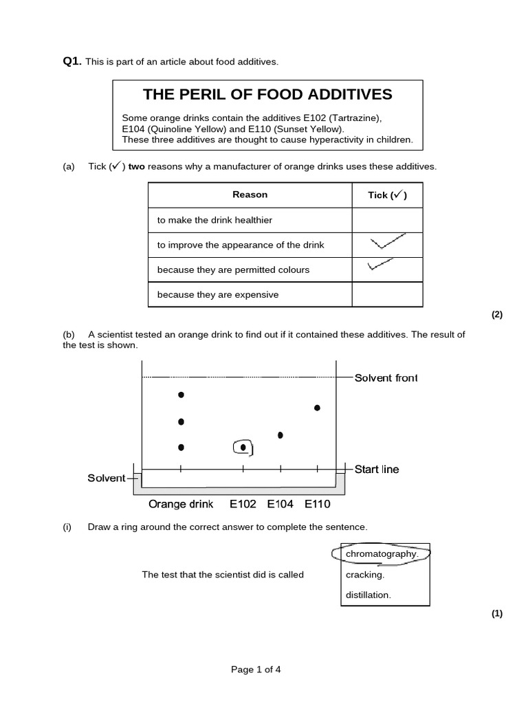 Chromatography Exam Questions | PDF | Food Science | Food Politics