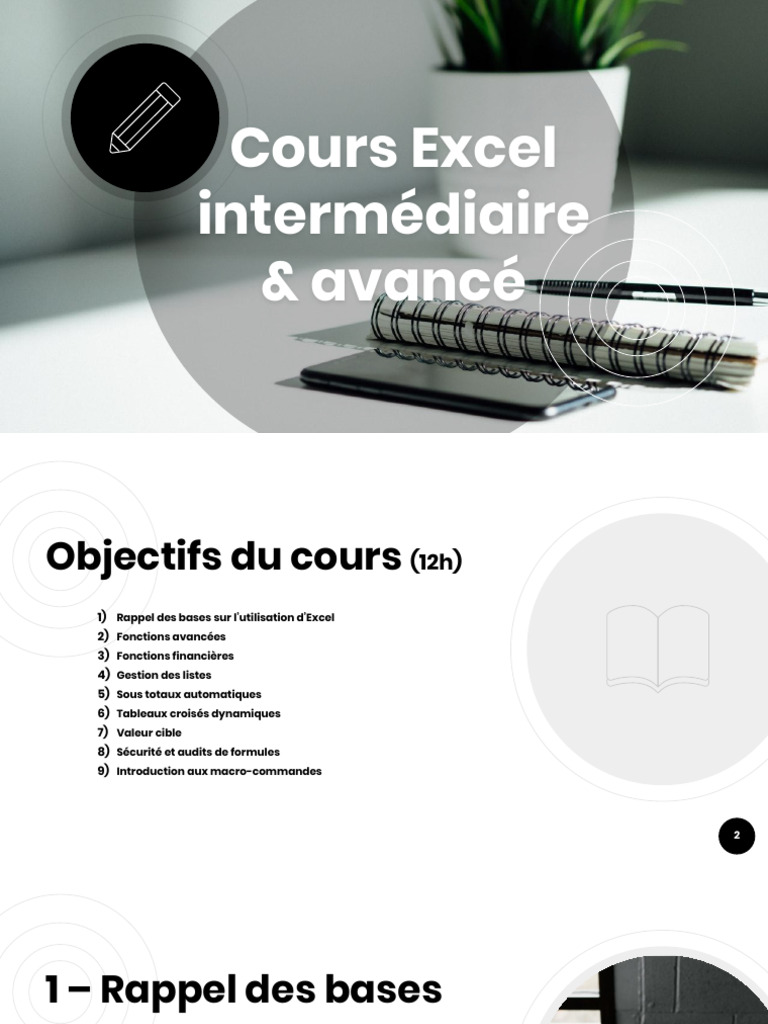 Cours Excel Intermédiaire Et Avancé | PDF | Microsoft Excel | Informatique