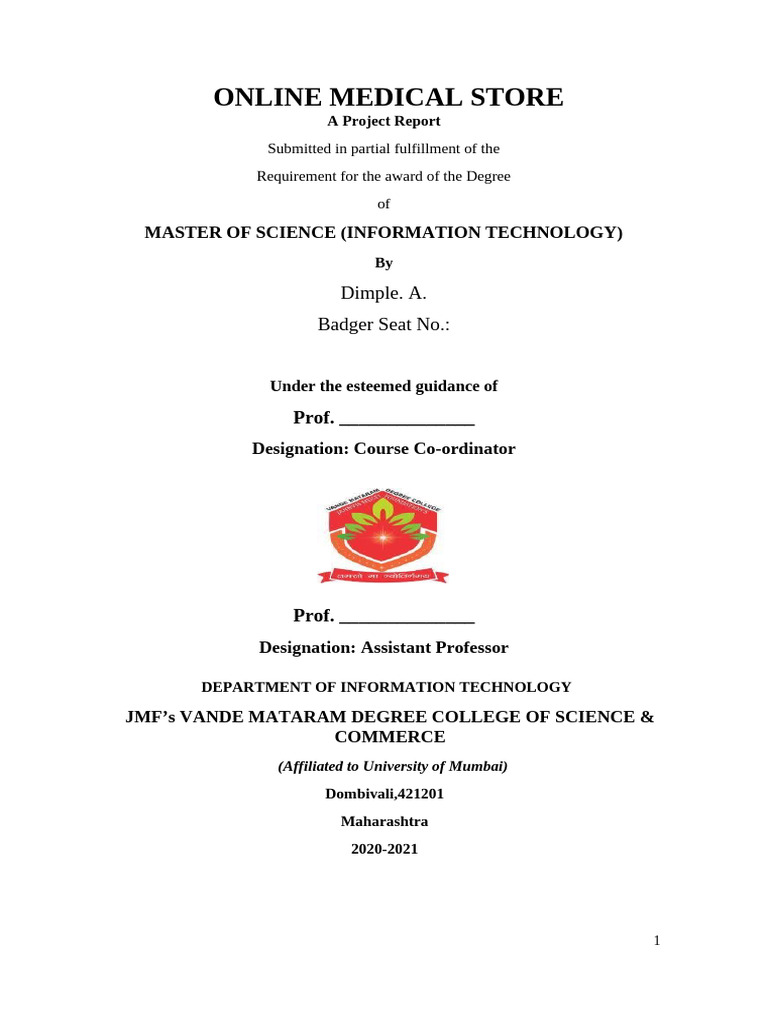 Online Medical Store Project | PDF | Databases | Computer Engineering