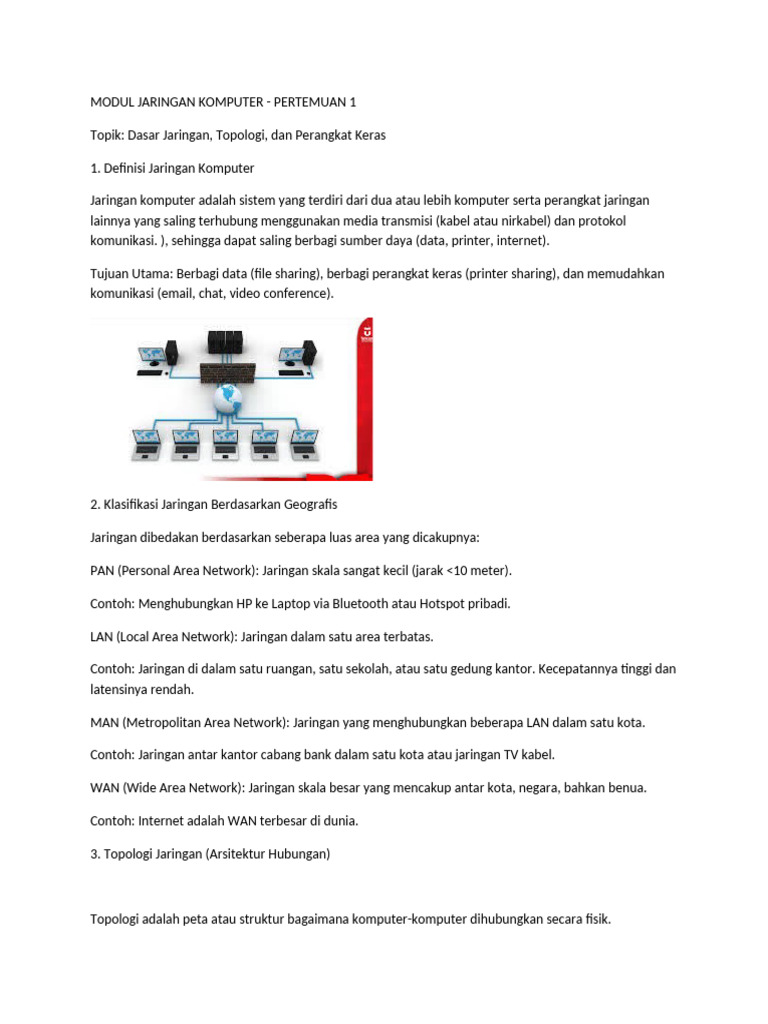 Modul Jaringan Komputer Pertemuan 1 | PDF