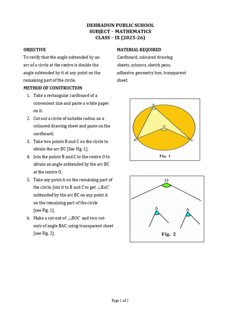 Class IX Math (Activity) - 1 | PDF