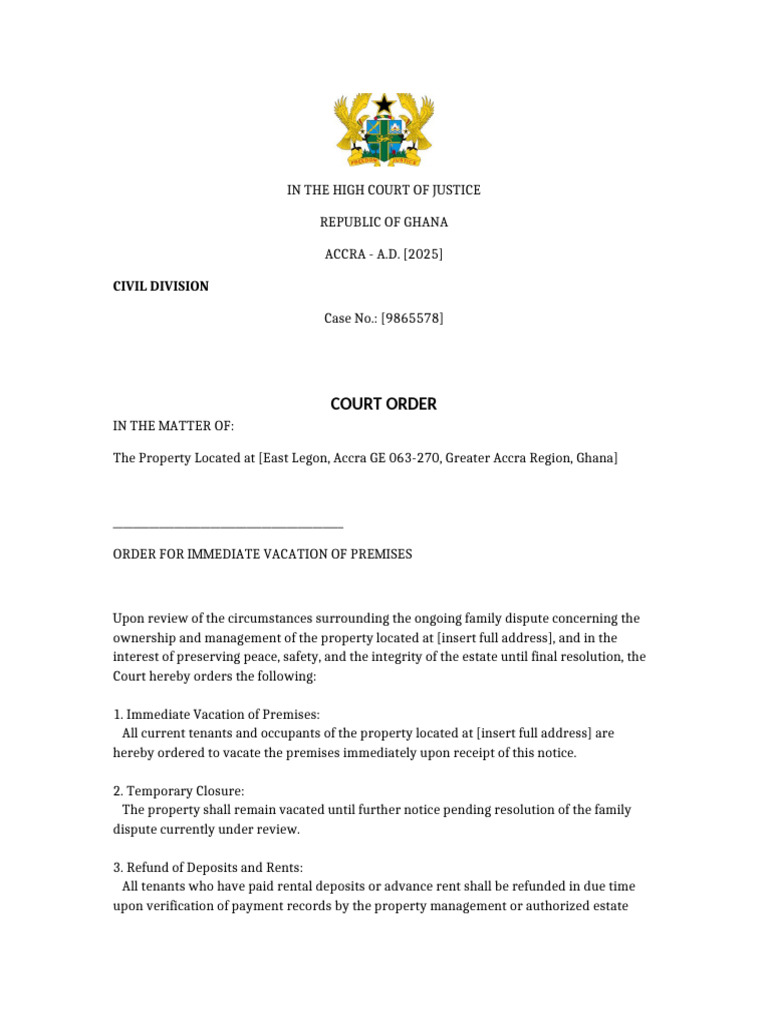 Court Order Ghana | PDF