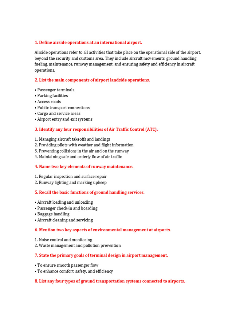 Notes On Airport Operations | PDF | Airport | Air Traffic Control