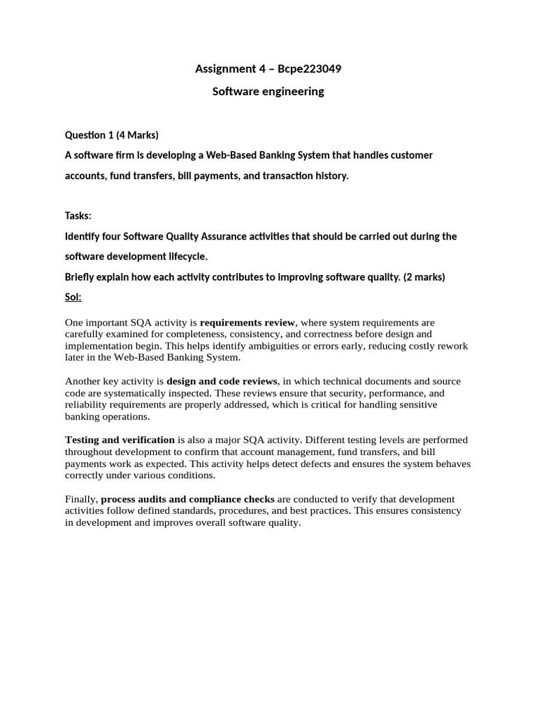 Assignment 4 SE | PDF | Reliability Engineering | Audit