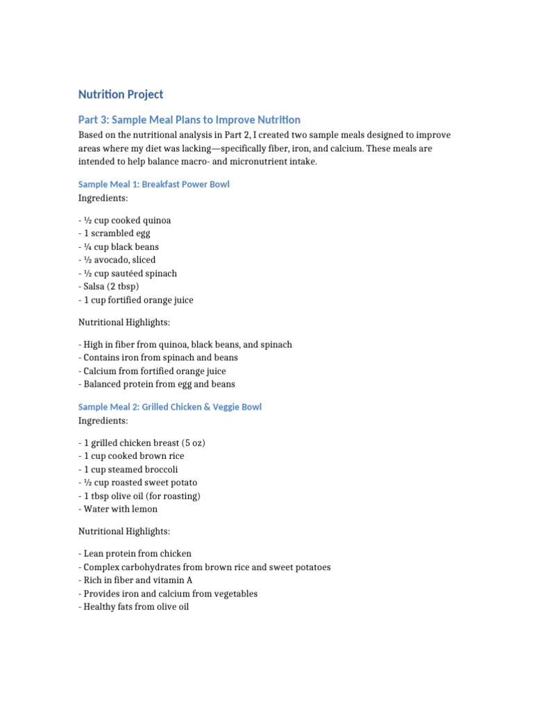 Nutrition Project Part3 | PDF