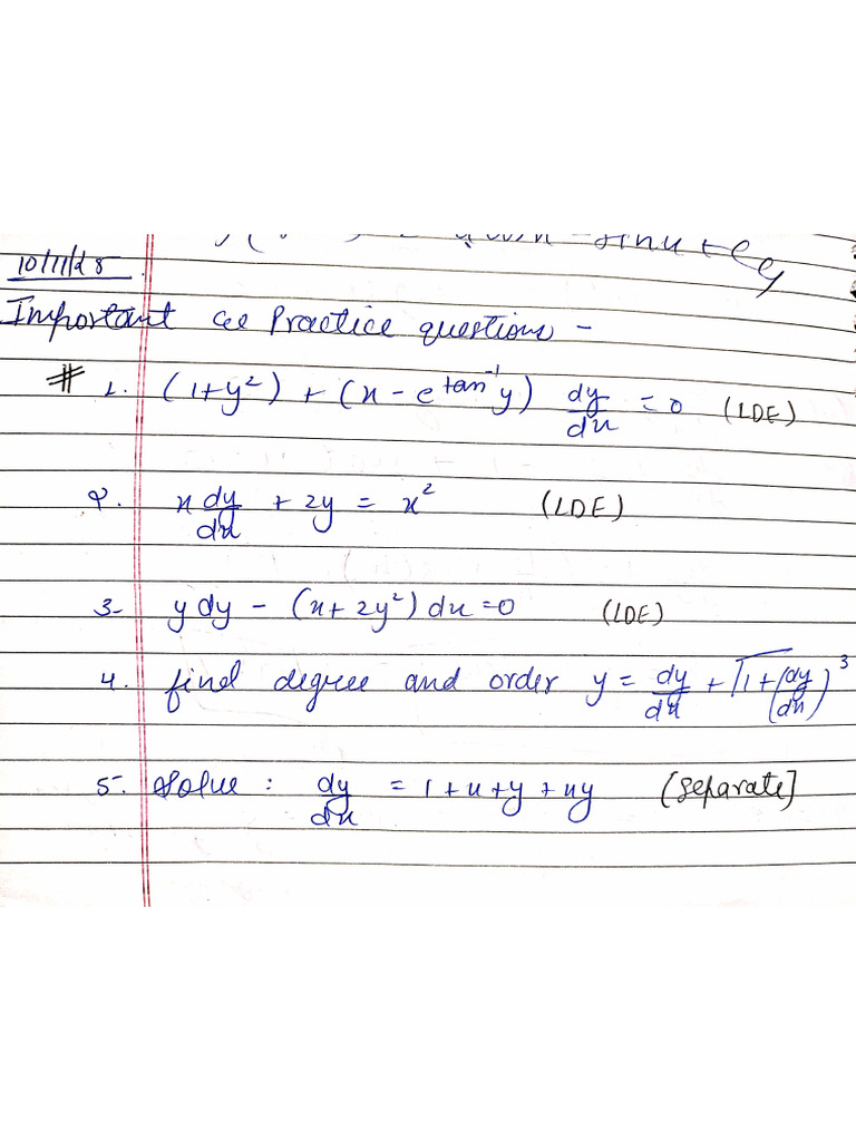 Imp Que(Differential Equation&Vector) | PDF