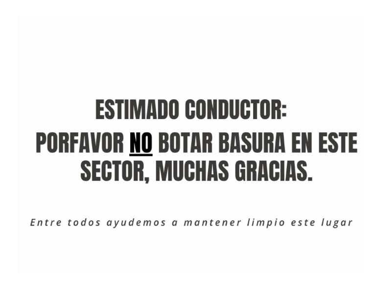 Letrero No Botar Basura | PDF