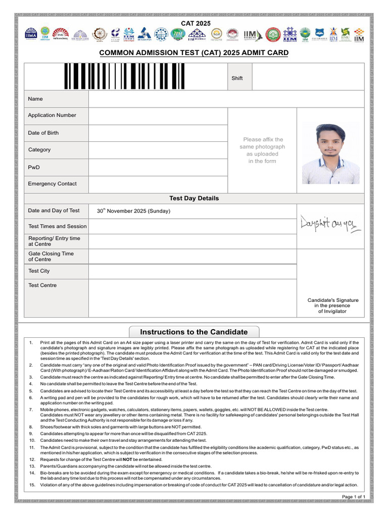 Admit Card | PDF | Identity Document