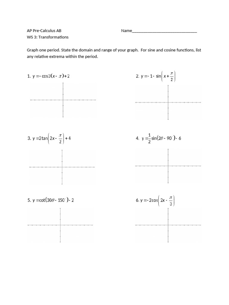 WS 3 Transformations (1) | PDF