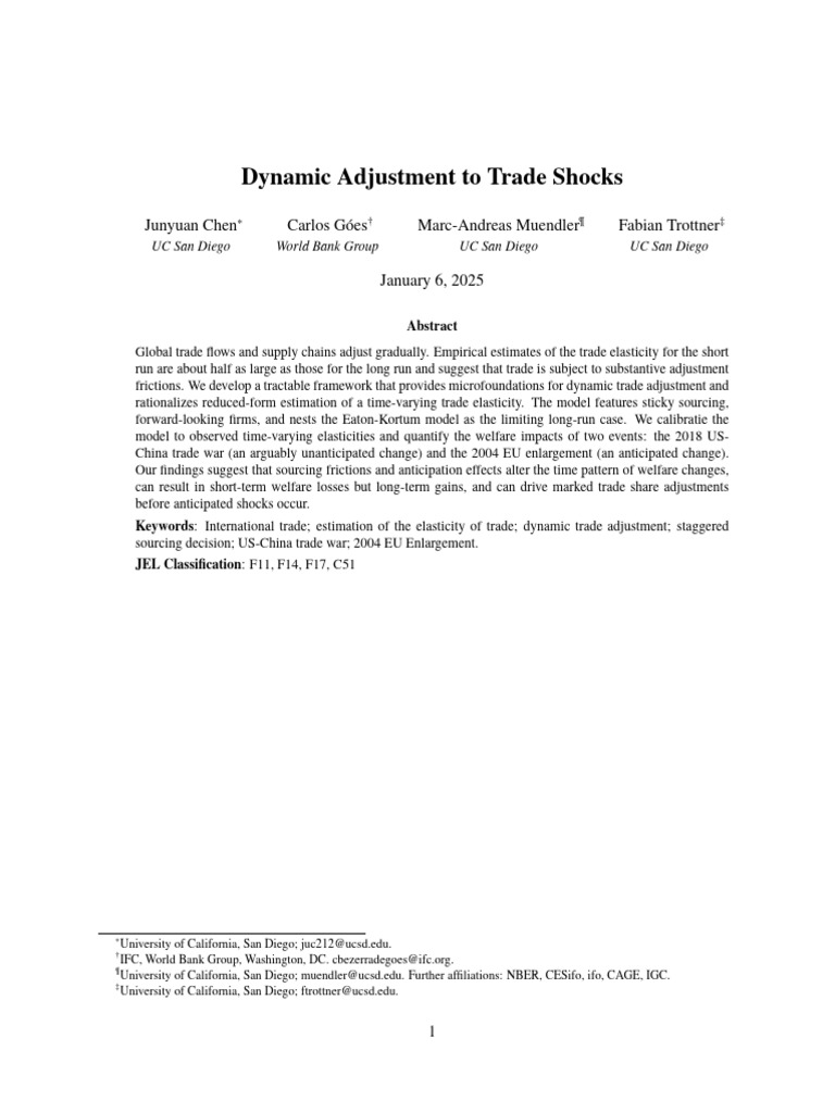 Dynamic Adjustment to Trade Shocks | PDF | Elasticity (Economics ...