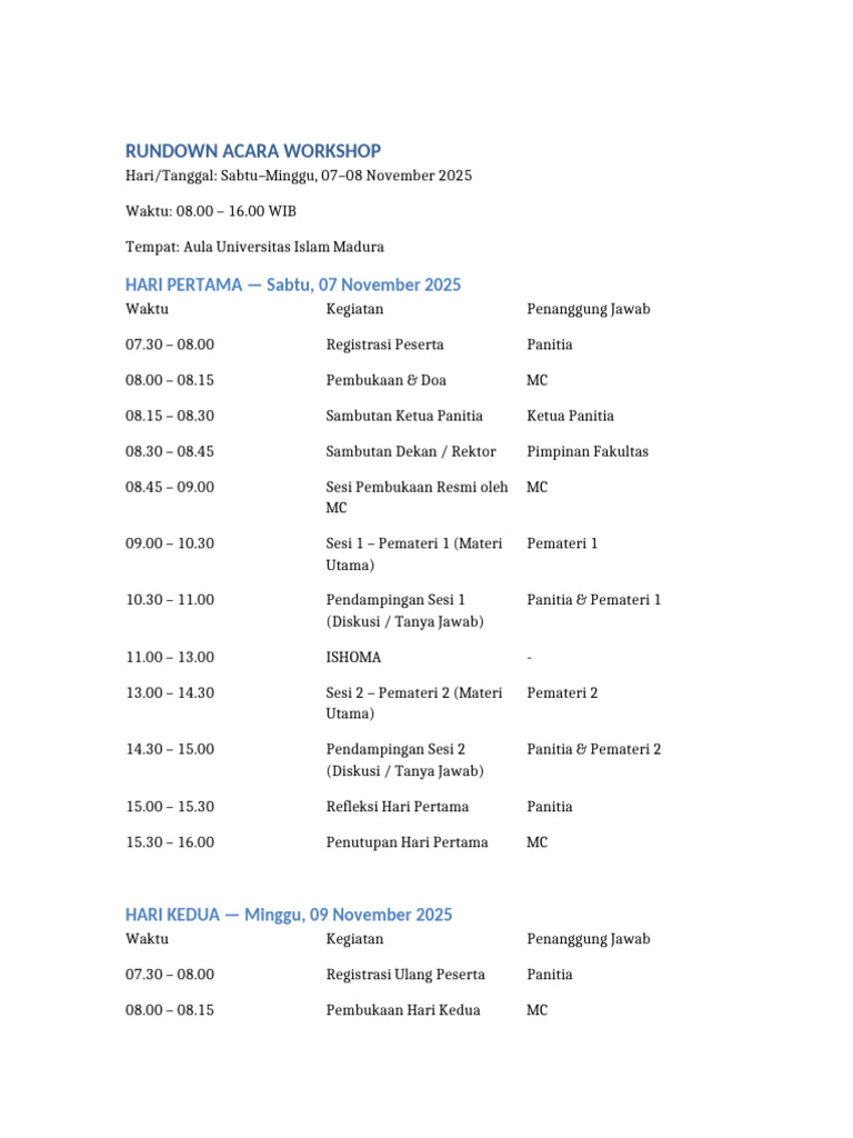 Rundown Acara | PDF