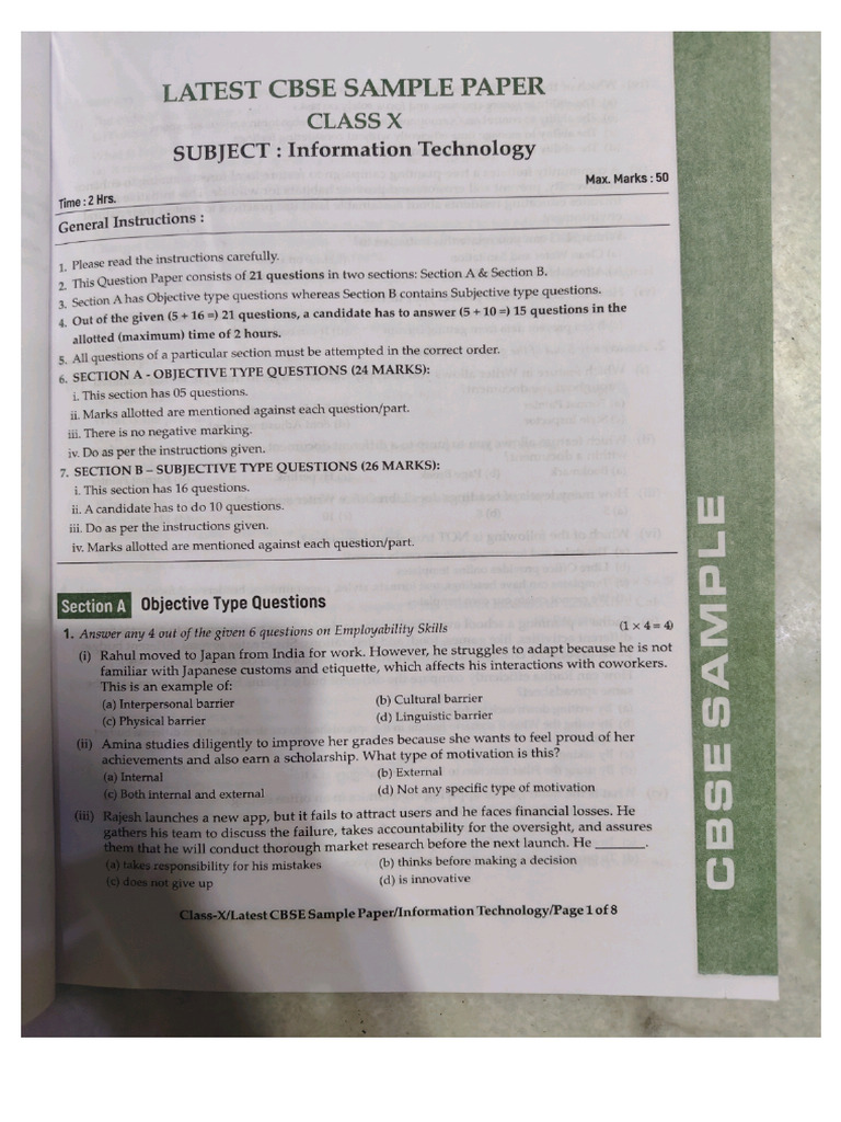 IT Sample Paper and Revision | PDF