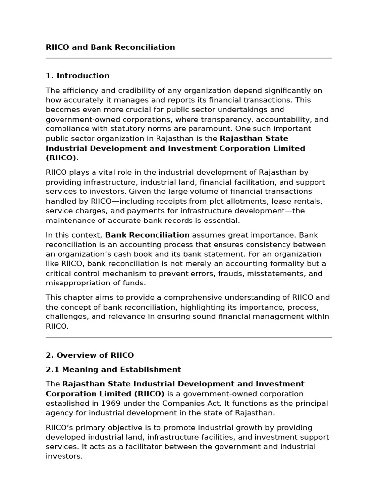 RIICO and Bank Reconceliation | PDF | Audit | Banks