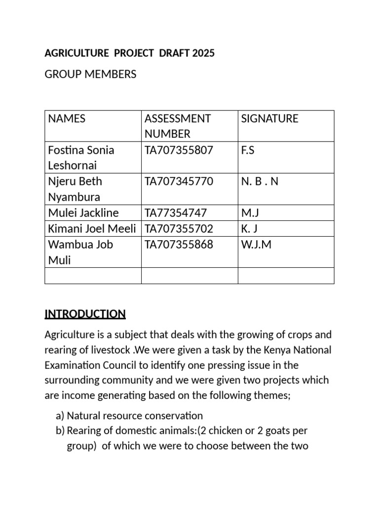 Agriculture Project Draft 2025 | PDF | Poultry Farming | Chicken