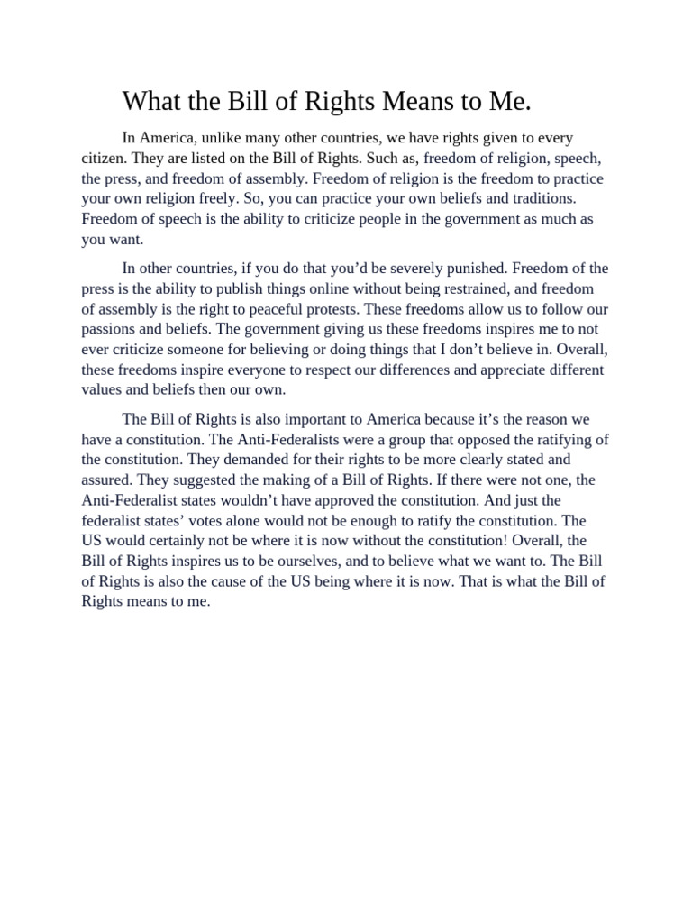 What the Bill of Rights Means to Me | PDF