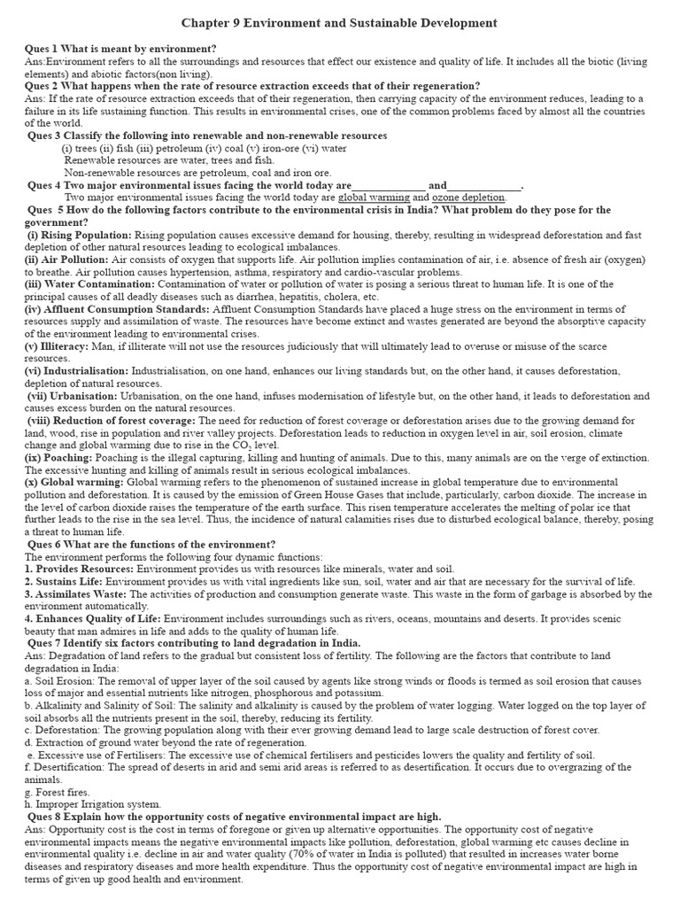 Chapter 9 Sustainable Development Short.doc | PDF | Soil ...
